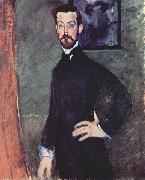 Amedeo Modigliani Portrat des Paul Alexanders vor gronem Hintergrund oil painting on canvas